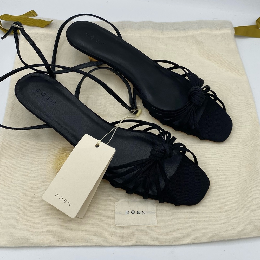 Doen Hepburn Heeled Sandal in black Size 40 or 9.5 NEW